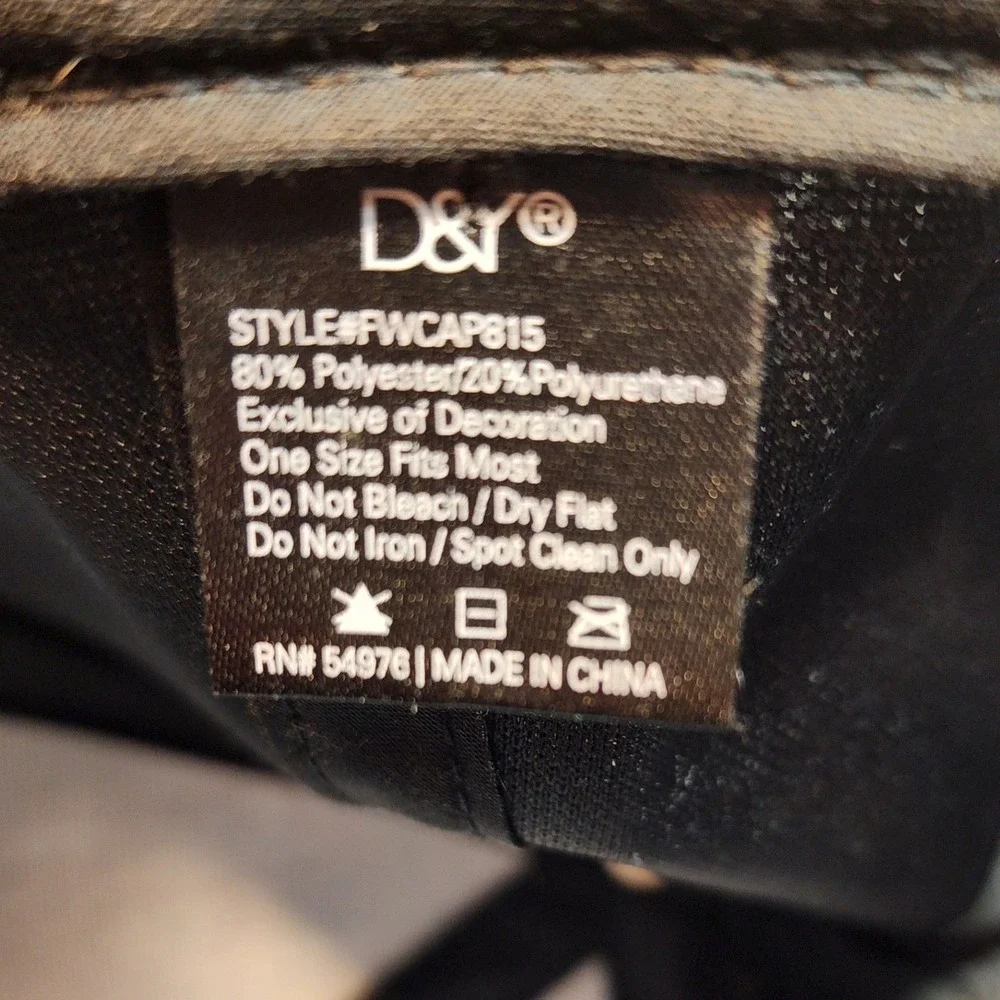D&Y‎ Black Velvet and Faux Leather Baseball Cap Adjustable Hat FWCAP815